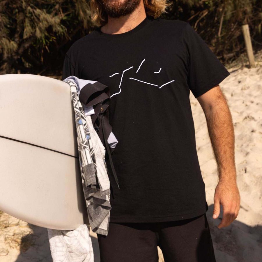 

T-shirt Da Uomo Tee Vintage Rusty Surf Graphic Manica Corta Outdoor Casual Summer Daily Top Nero