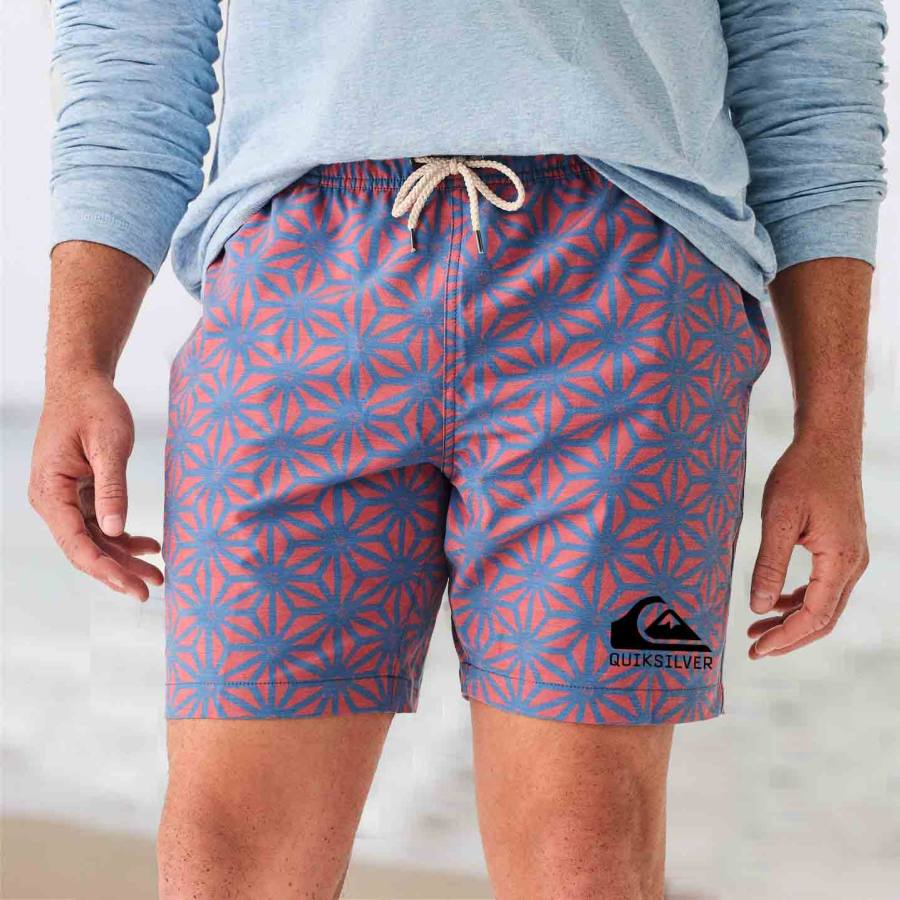 

Men's Surf Shorts Vintage Quiksilver Geometric Hawaiian Beach Boardshorts