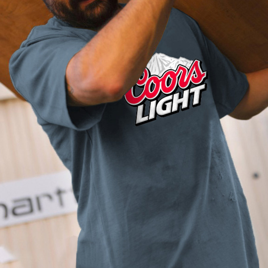 

T-Shirt Da Uomo Surf Tee Vintage Coors Light Graphic Manica Corta Outdoor Casual Summer Daily Tops