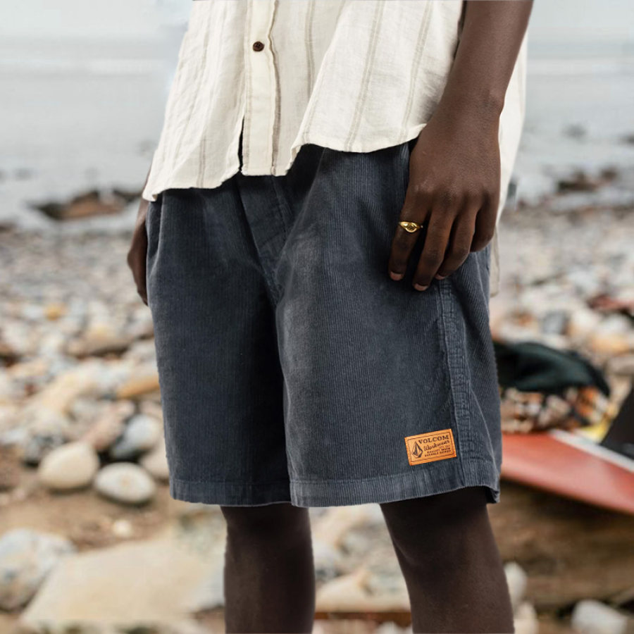 

Men's Corduroy Shorts Retro Surf Beach Shorts 5 Inch Daily Casual Blue