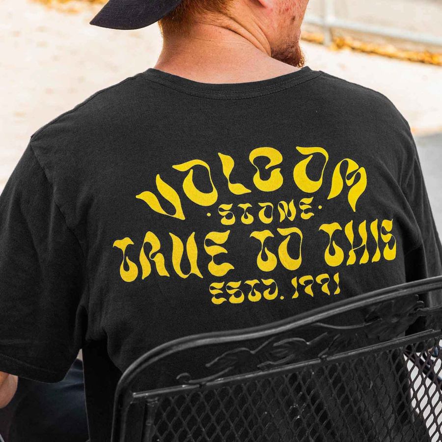 

T-shirt Da Uomo T-shirt In Cotone Vintage Volcom Graphic Manica Corta Outdoor Casual Summer Daily Top Nero Grigio Scuro