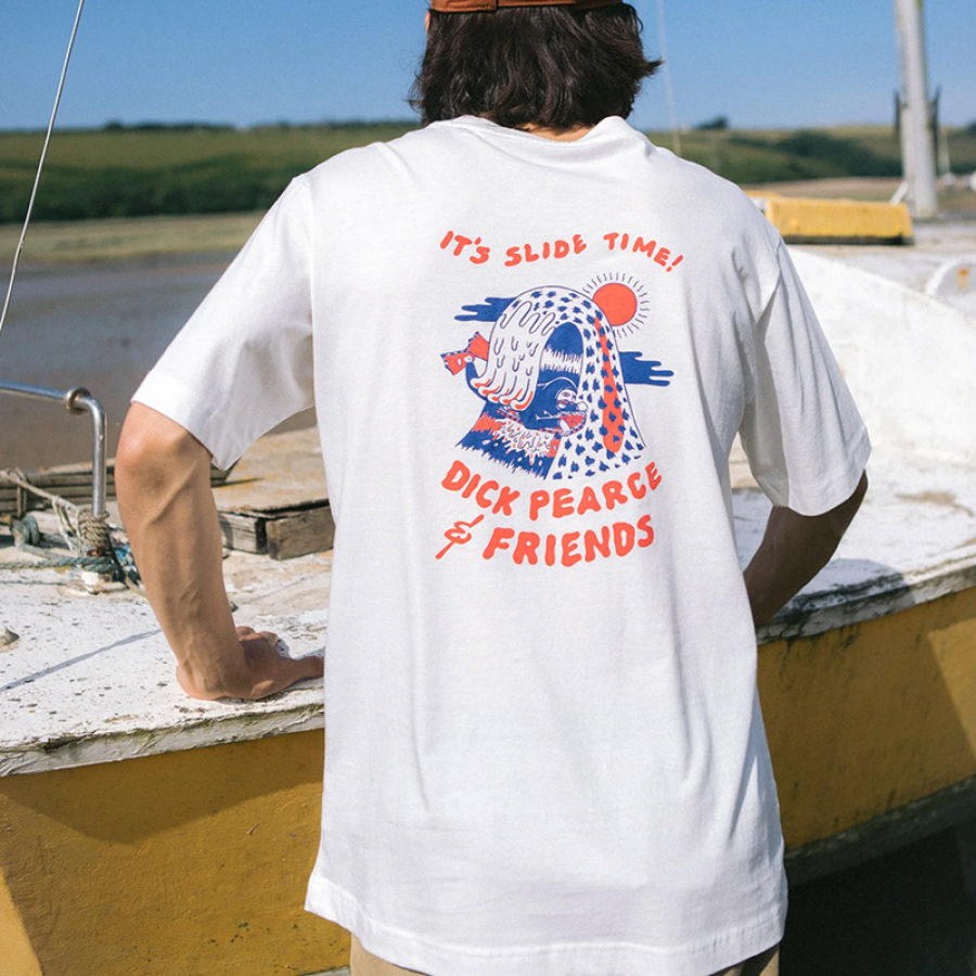 

T-shirt Da Uomo T-shirt Casual Da Spiaggia A Maniche Corte Con Stampa Surf Retrò