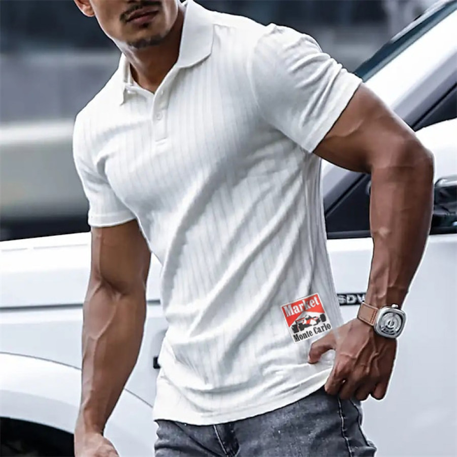 

Men's Casual Retro Racing Polo Shirt Golf Shirt Casual Holiday Lapel Short Sleeve Basic Casual Shirt
