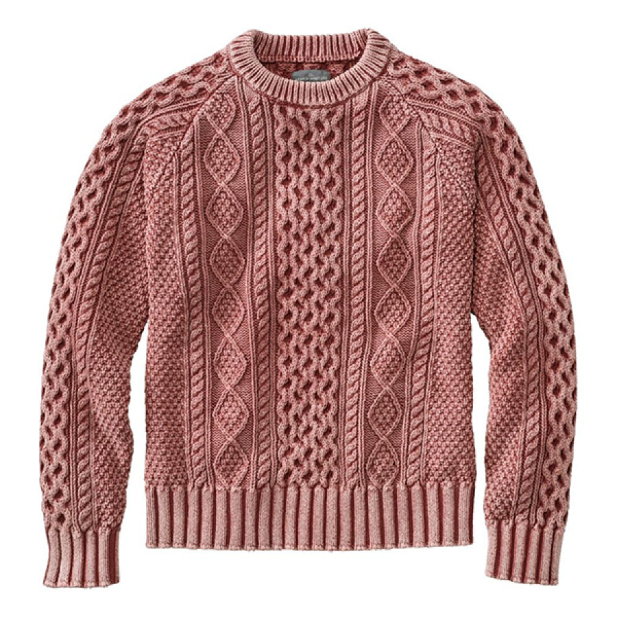 

Norwegian Sweater Pink Men's Organic Cotton Sweater Rollneck Crew Qutdoor Autumn And Winter Warm Top