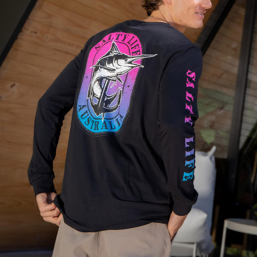 

T-shirt A Maniche Lunghe Da Uomo Vintage Cheers Print Everyday Comfort Pullover
