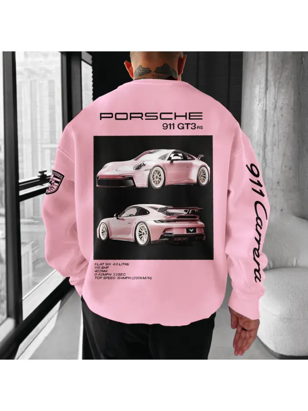 Unisex Loose Comfortable Sports Car 911 GT3RS Round Neck Pullover Sweatshirt - Ootdmw.com 
