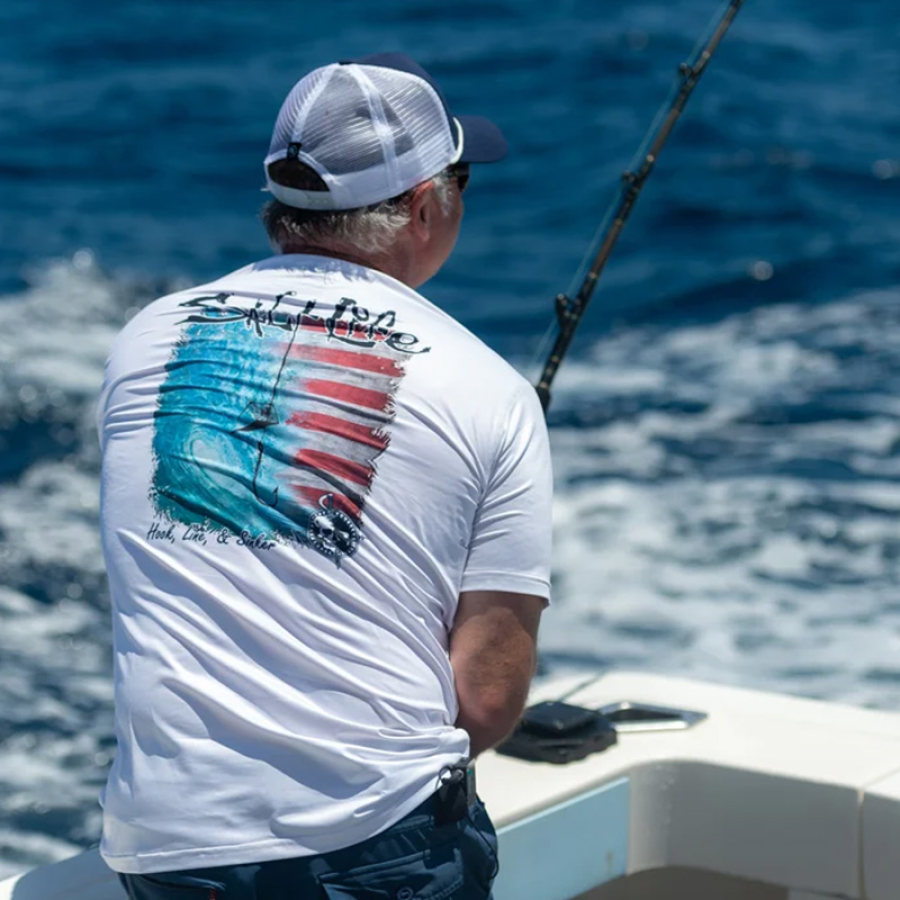 

T-shirt De Pêche En Mer Freefly Pour Hommes Décontracté Vacances Manches Courtes