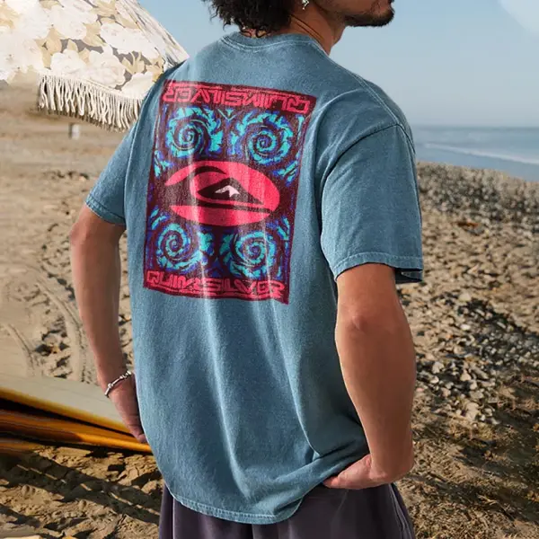Men's Vintage 90s Quiksilver Surf Short Sleeve T-Shirt - Cotosen.com