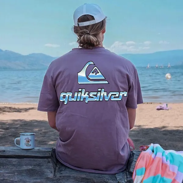Retro Surf Quiksilver Print Lavender T-Shirt - Salolist.com 