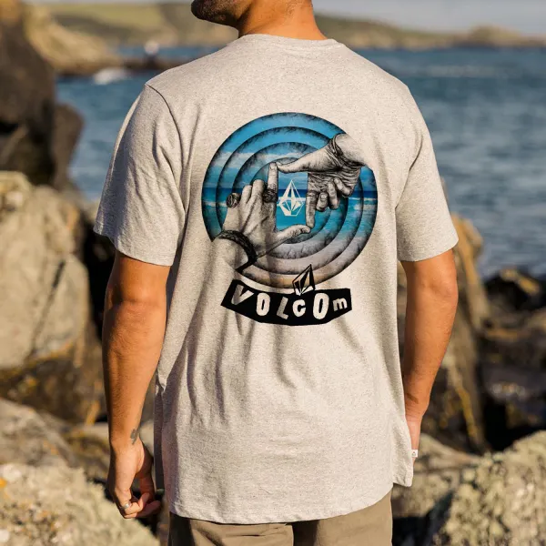 Retro Surf Volcom Print Gray T-Shirt - Salolist.com 