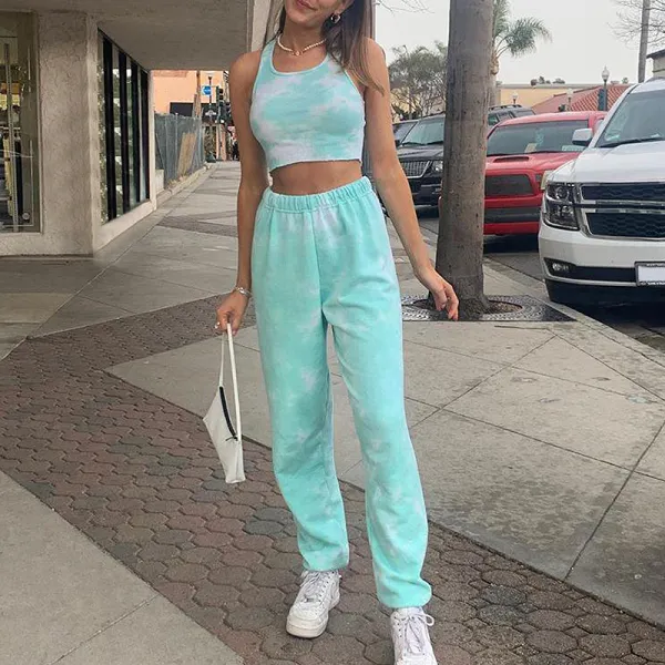 Fashion tie-dye vest + trousers two-piece suit - Leanarea.chimpone.com 