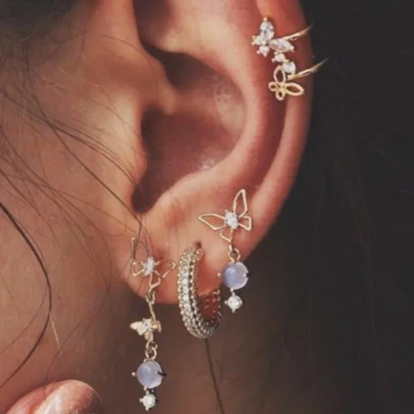 Hot Butterfly Earrings No Piercing Ear Clips Long Studs - Leanarea.chimpone.com 