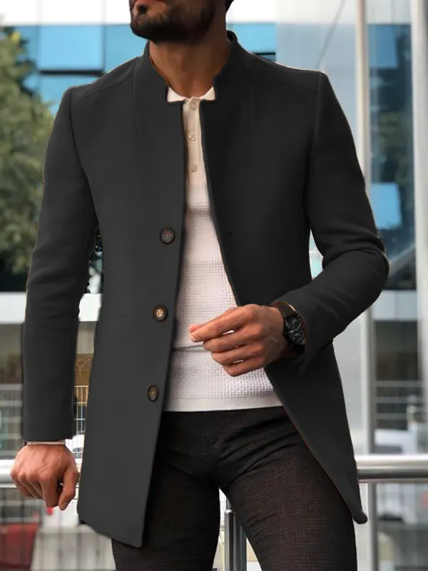 Modern Pure Color Single-breasted Coat - Inkshe.com 