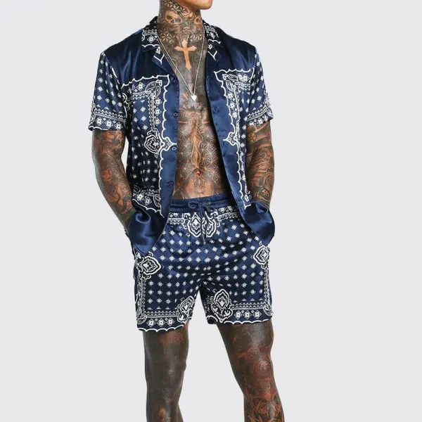 Mens blue print short suit - Leanarea.chimpone.com 