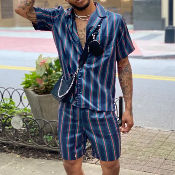 Mens blue striped short suit - Leanarea.chimpone.com 