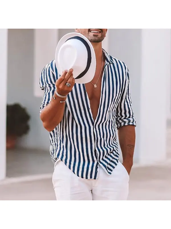 Mens Navy Striped Shirt - Plazabery.chimpone.com 