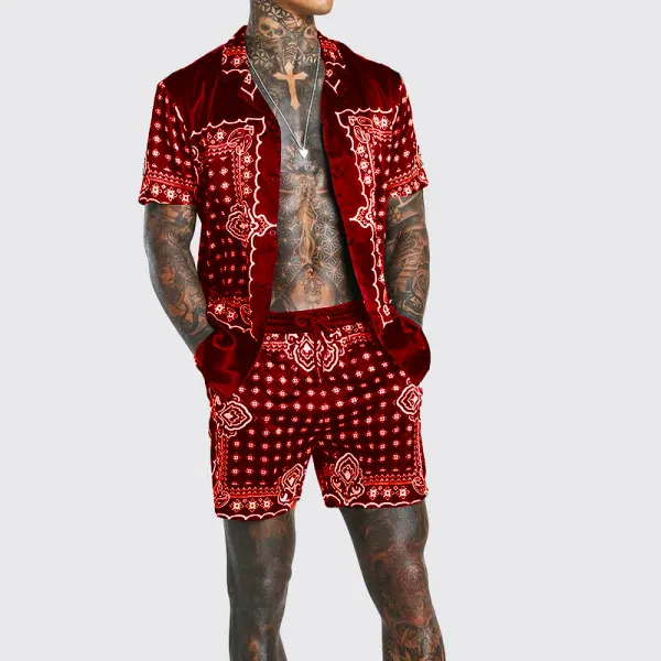 Mens Red Inka Short Sleeve Jacket - Leanarea.chimpone.com 