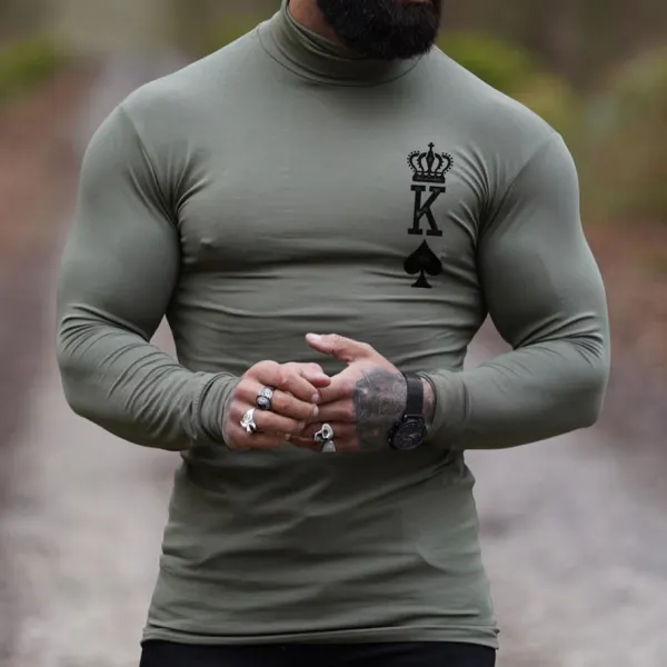 Mens Green Long Sleeve High Neck T-shirt - Leanarea.chimpone.com 