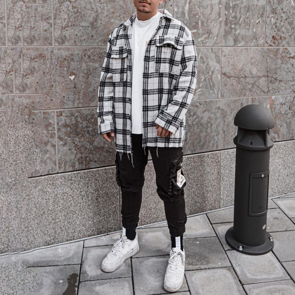 how to style black and white plaid shirt