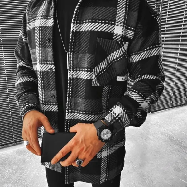 Street fashion casual plaid texture jacket - Kalesafe.com 