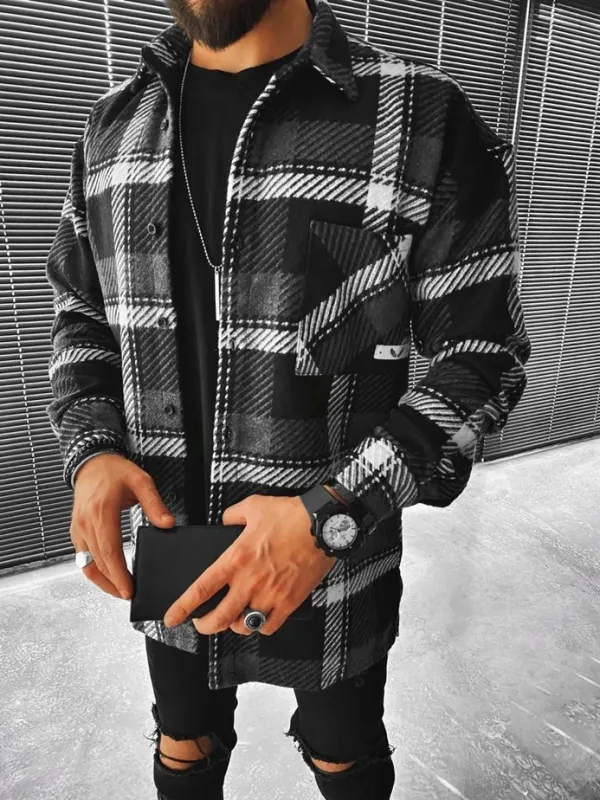 Street fashion casual plaid texture jacket - Oasisjoy.com 