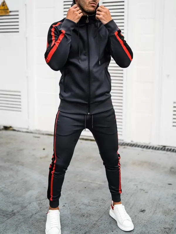 Men's casual zipper sports suit - Inkshe.com 