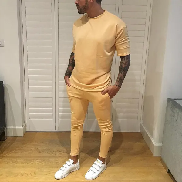 Men's casual short-sleeved T-shirt sports suit - Leanarea.chimpone.com 