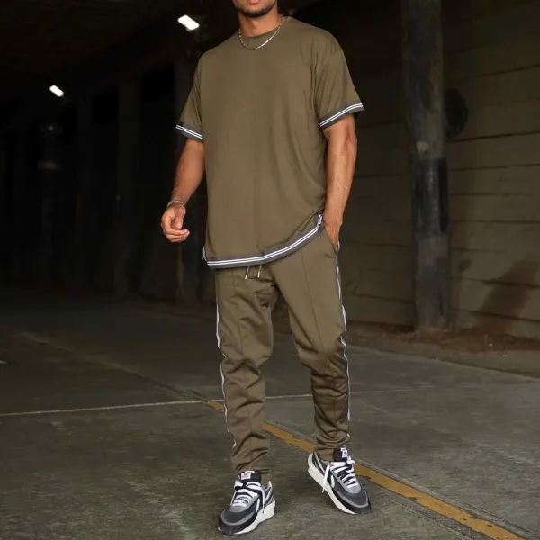 Men's casual short-sleeved T-shirt sports suit - Leanarea.chimpone.com 