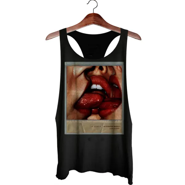 Fashionable casual kiss print vest - Leanarea.chimpone.com 