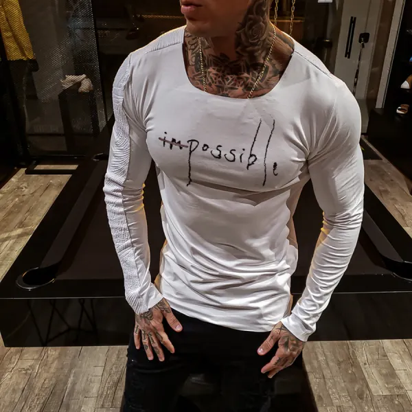 Fashion casual long-sleeved slim printed T-shirt - Leanarea.chimpone.com 