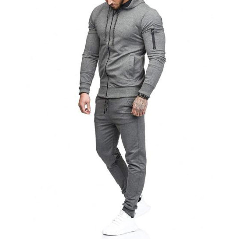 Pure Color Hooded Sweatshirt Sports Suit