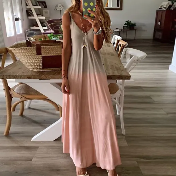 Sexy Gradient Straps V NeckSummer Dresses - Leanarea.chimpone.com 