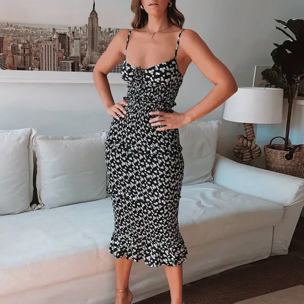 Sexy Sling Print Slim Fit Dress - Leanarea.chimpone.com 
