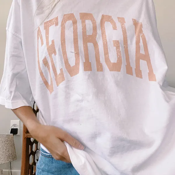 White Round Neck Casual Short Sleeve Tee - Leanarea.chimpone.com 