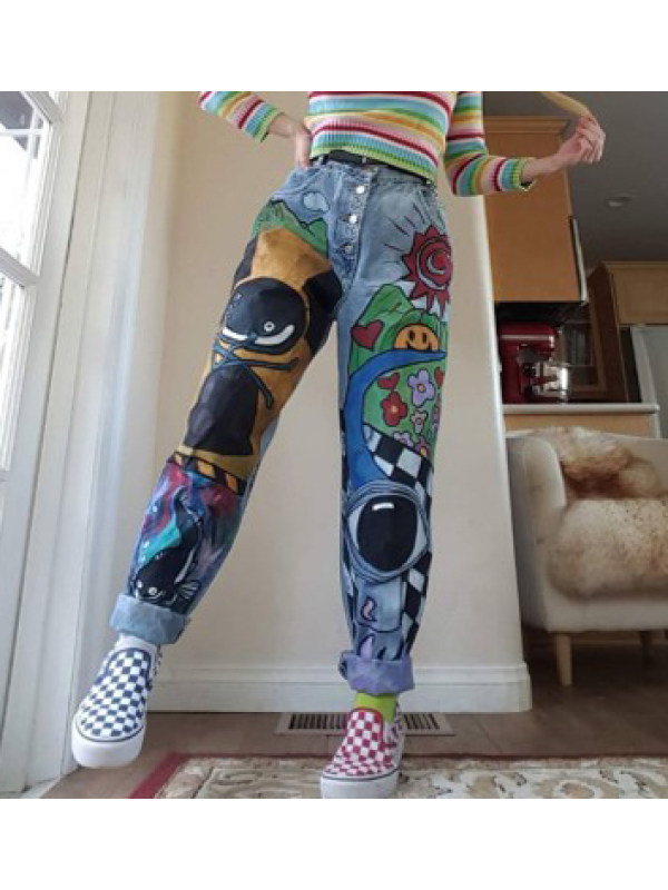 baggy embroidered jeans