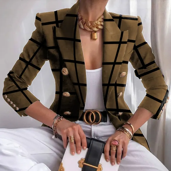 Vintage Plaid metal button suit - Leanarea.chimpone.com 