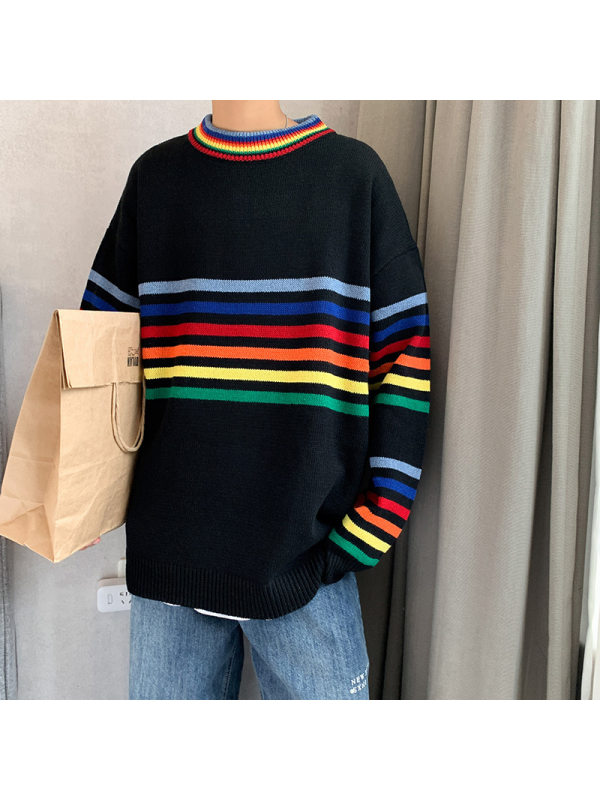 casual hit color sweater - Inkshe.com 