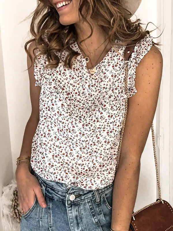 Womens fashion casual floral vest - Inkshe.com 