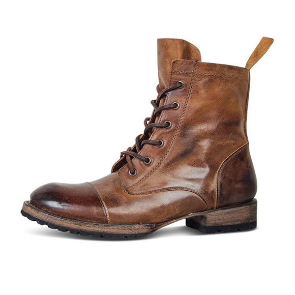 flat heel mens boots
