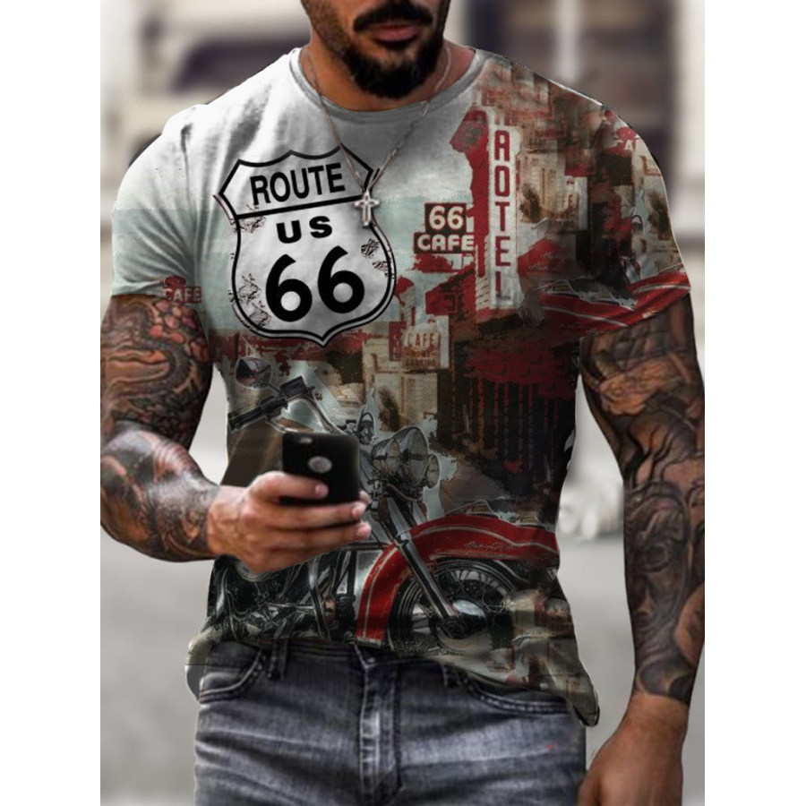 

Men's Route 66 Motorcycle Vintage Print T-shirt