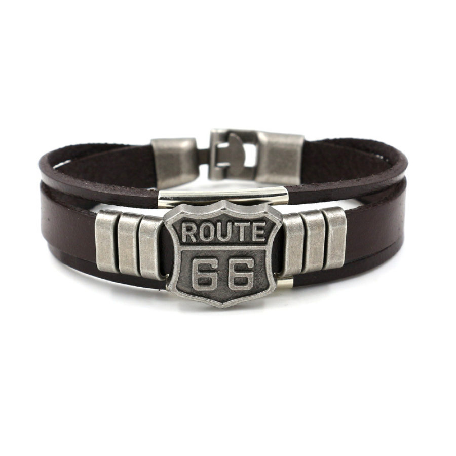 

U.S. Route 66 Leather Bracelet
