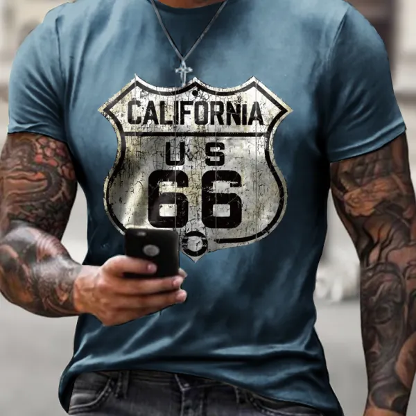California US 66 Print T-shirt - Sanhive.com 