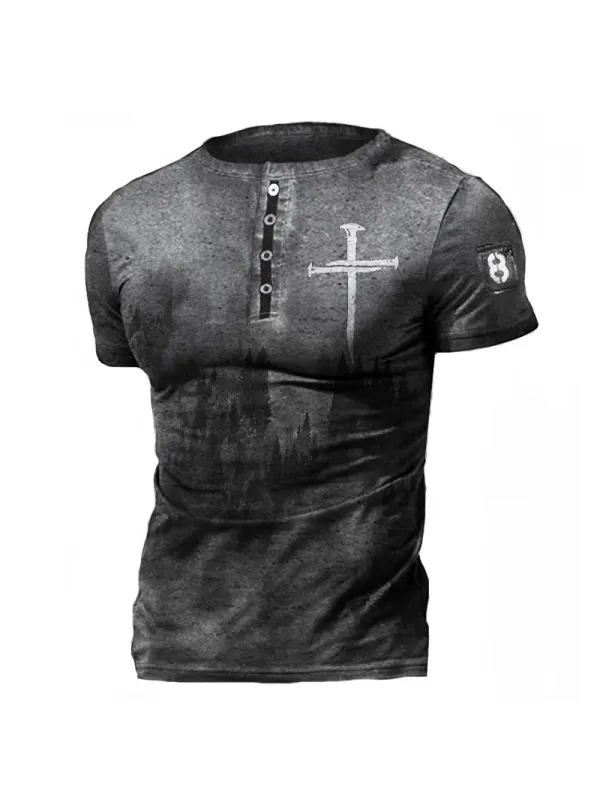 Mens Outdoor Tactical Cross Faith Printed T-Shirt - Plazabery.chimpone.com 