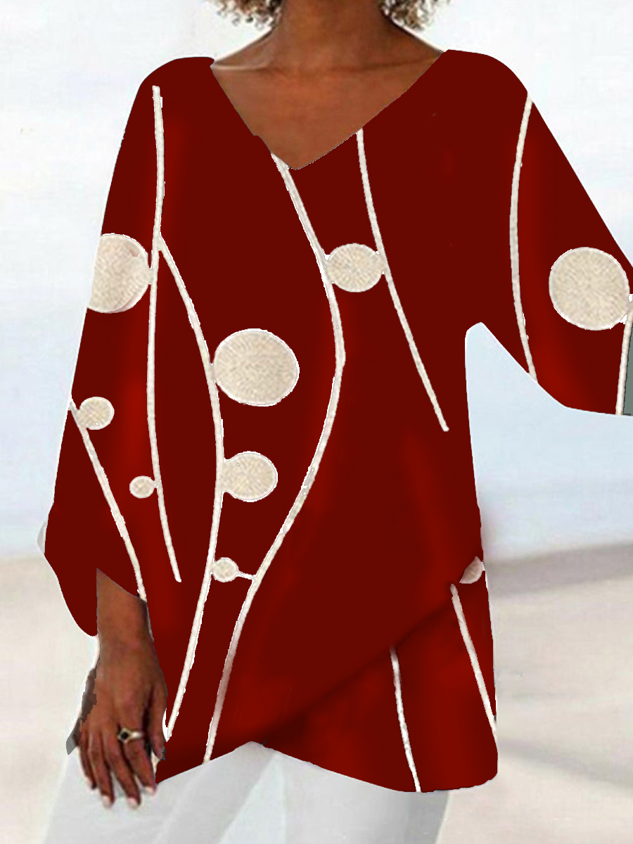 Fashion V neck Print Shirt
