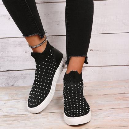 Flying Woven Mid-Heel Platform Flats