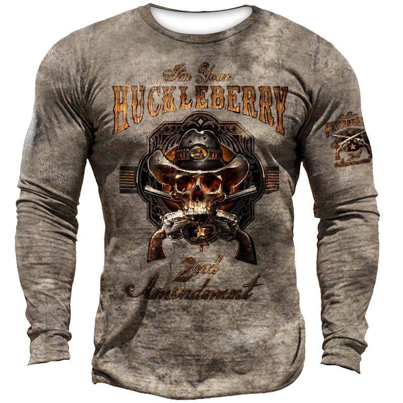 Men's Outdoor Retro Fighting Chic Skull Tactical T-shirt