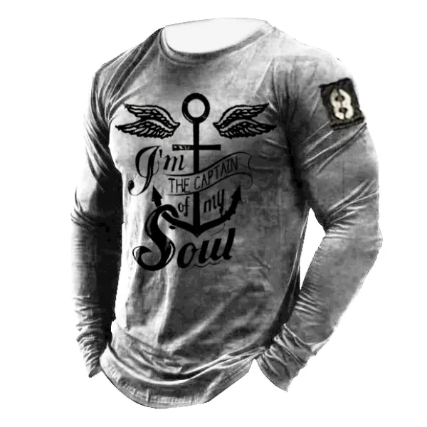 Men's Jesue Anchor Cross Casual Long Sleeves T-shirts - Honeylop.chimpone.com 
