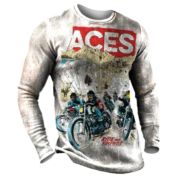 Ride And Friends Men's Long Sleeve Crew Neck T-shirt - Honeylop.chimpone.com 