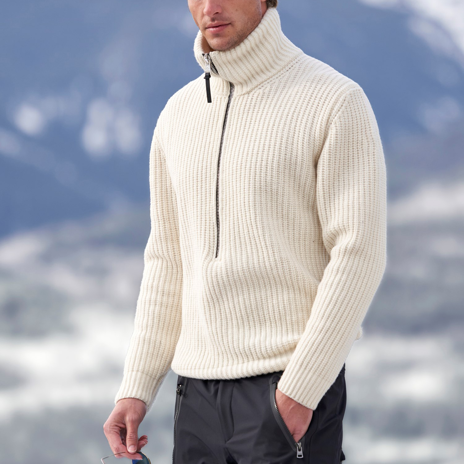 Ribbed Wool Turtleneck Ski Shirt