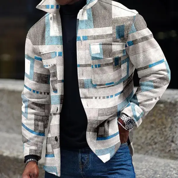 Men's Casual Plaid Long-sleeved Shirt Jacket - Menilyshop.com 